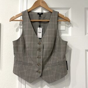 NWT Express Editor Plaid button front blazer vest small